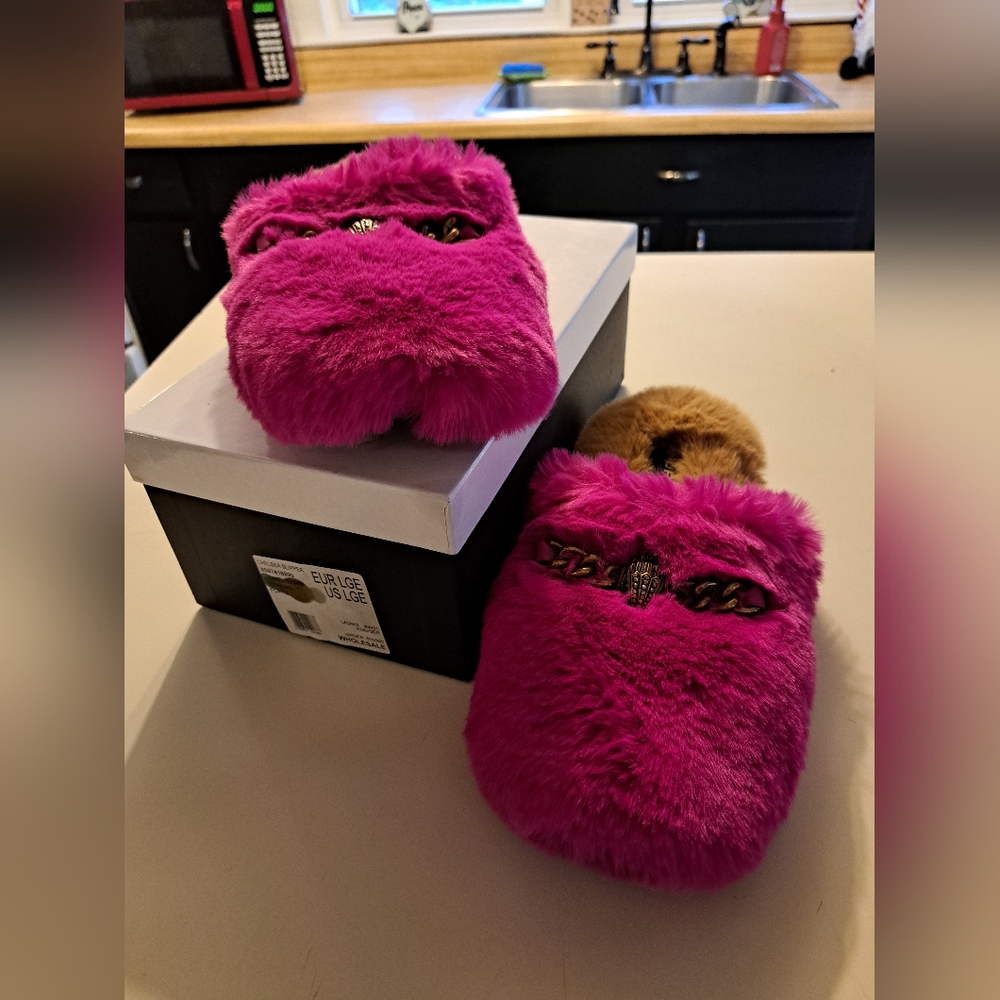 Kurt Geiger Pink Furry Slippers